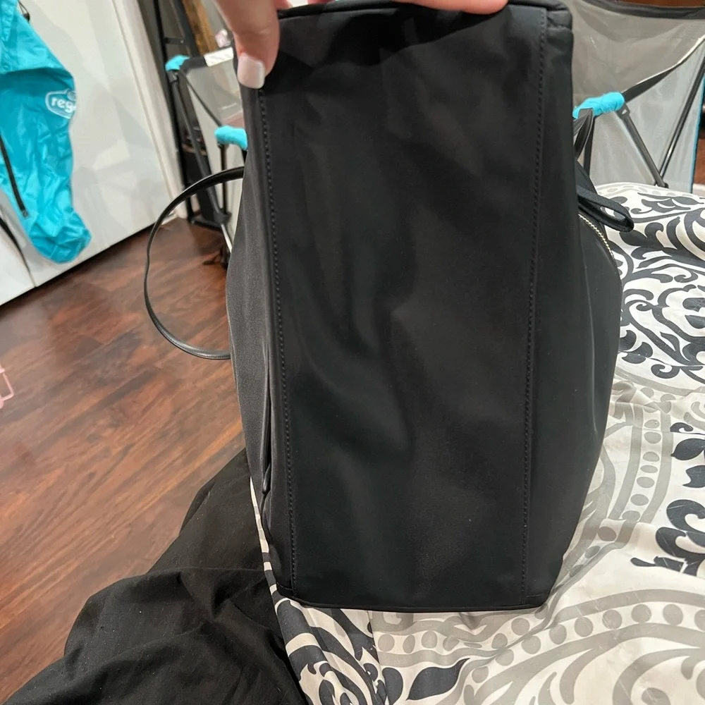kate spade black nylon tote with gold hardware